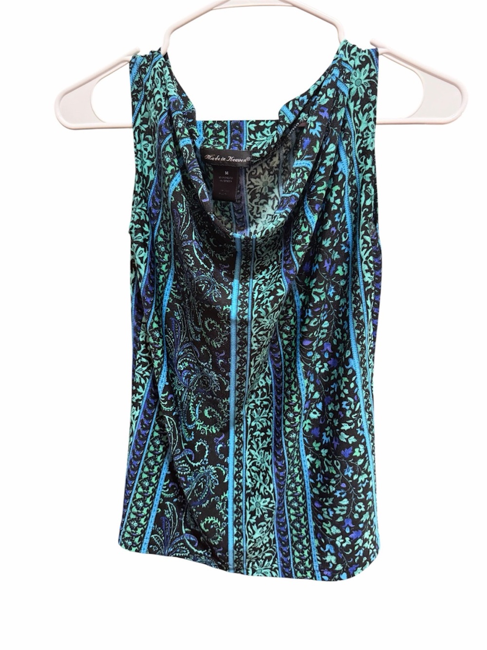 Made in Heaven Blue & Teal Printed Scoop Neck Tank